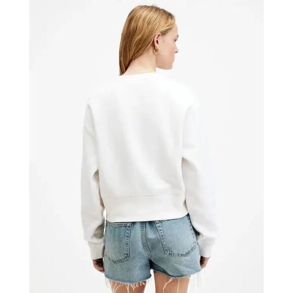 New  AllSaints Flite Separo Sequin Eagle Chalk White Sweatshirt Size Large $249 - Picture 4 of 7